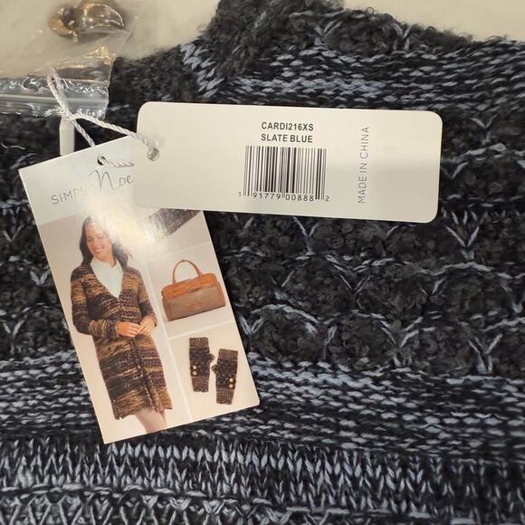Simply Noelle NWT Long Knit Cardigan Sweater Button Closure Women's XS Gray/Blue - Picture 8 of 8